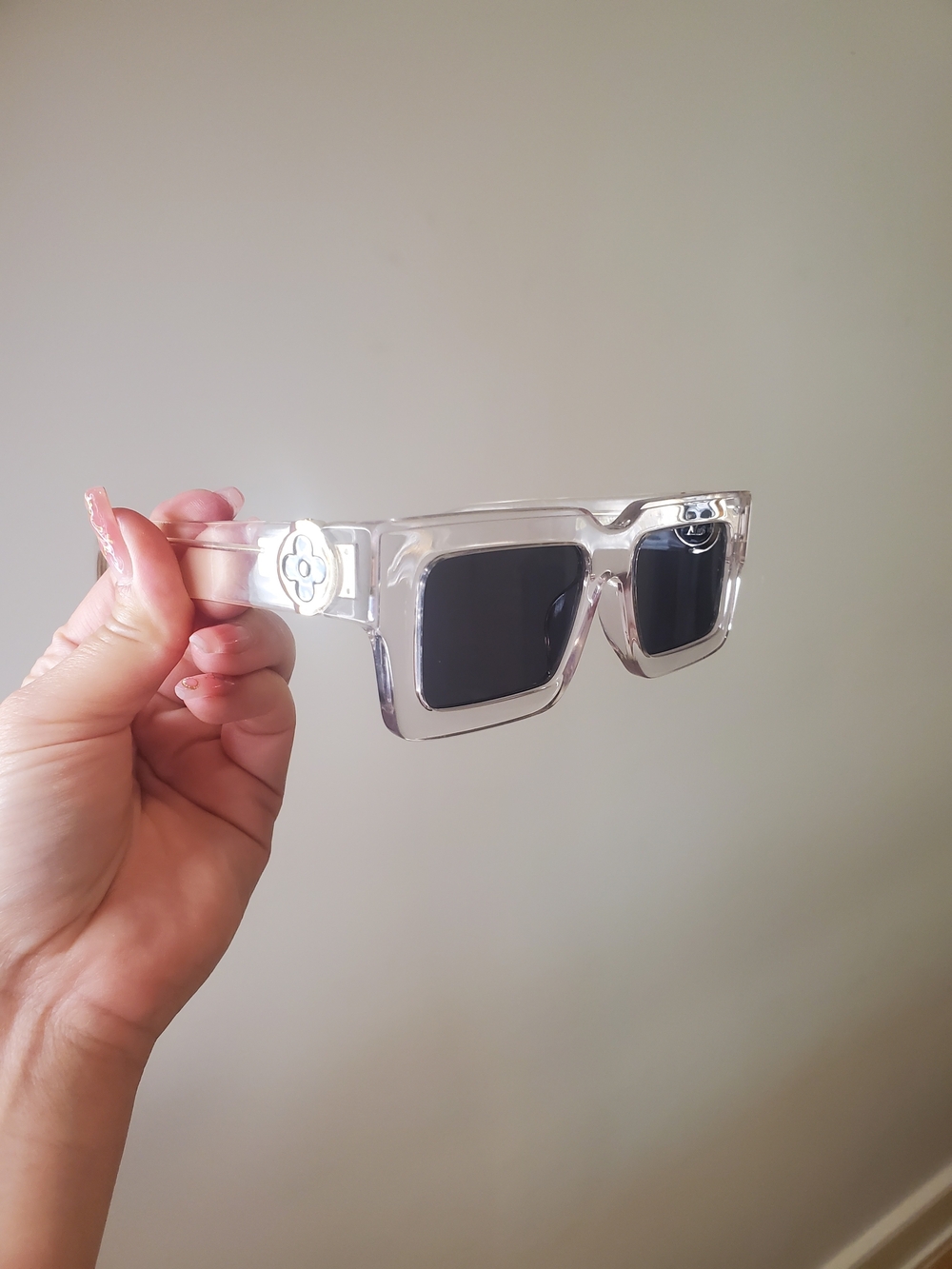Louis Vuitton Clear Frame Black Lens Sunglasses